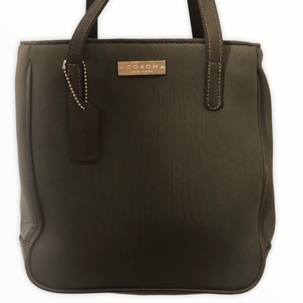 Coach vintage neoprene gray leather tote bag